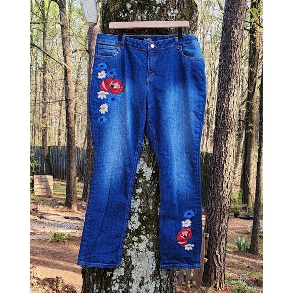 Boden The Cavendish Girlfriend Ankle Jeans Embroidered Artisan UK 20R US 16 R - Picture 3 of 16